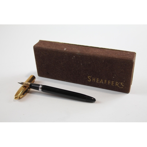 481 - Vintage SHEAFFER Snorkel Black Fountain Pen w/ 14ct Gold Nib WRITING Boxed