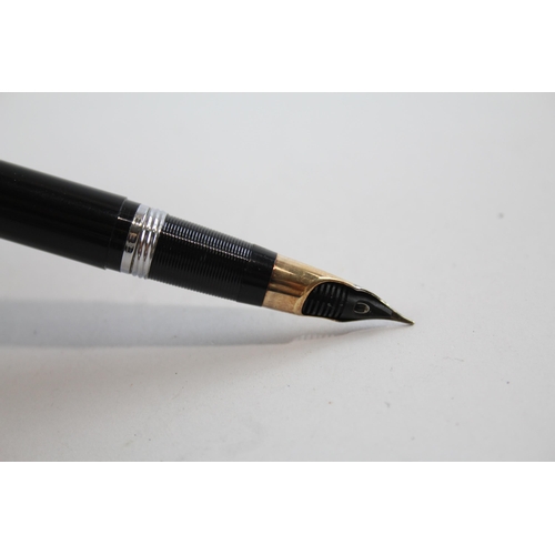 481 - Vintage SHEAFFER Snorkel Black Fountain Pen w/ 14ct Gold Nib WRITING Boxed