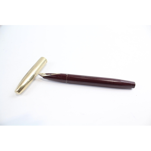 485 - Vintage SHEAFFER Imperial Burgundy Fountain Pen w/ 14ct Gold Nib Writing