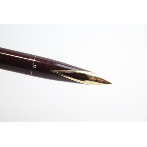 485 - Vintage SHEAFFER Imperial Burgundy Fountain Pen w/ 14ct Gold Nib Writing