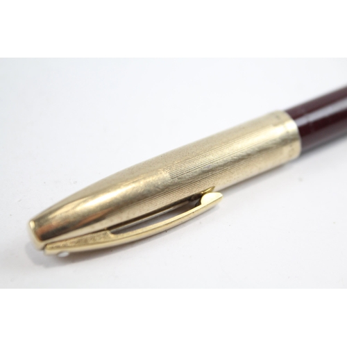 485 - Vintage SHEAFFER Imperial Burgundy Fountain Pen w/ 14ct Gold Nib Writing