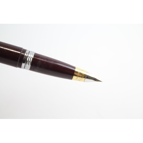 486 - Vintage SHEAFFER Snorkel Burgundy FOUNTAIN PEN w Gold Plate & Steel Nib WRITING