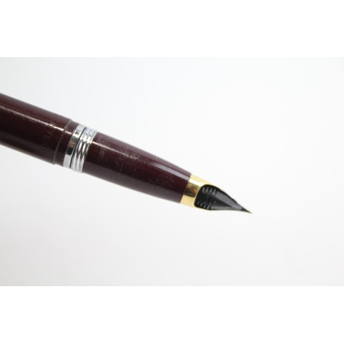 486 - Vintage SHEAFFER Snorkel Burgundy FOUNTAIN PEN w Gold Plate & Steel Nib WRITING