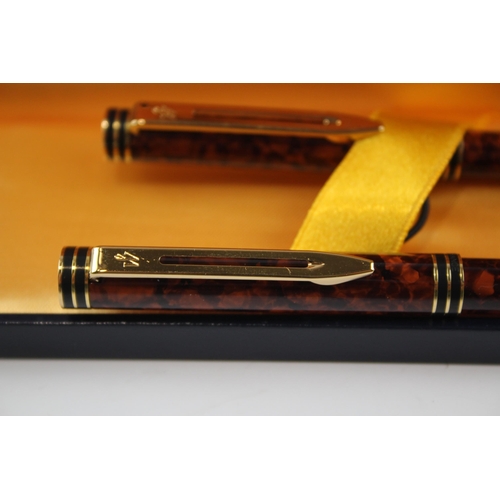 490 - Vintage WATERMAN Executive Brown Lacquer Fountain Pen w/18ct Gold Nib, Ballpoint