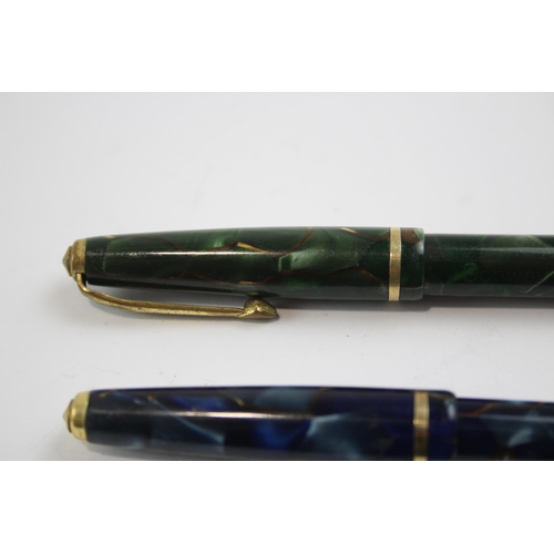 499 - 3 x Vintage CONWAY STEWART Dinkie Fountain Pens w/ 14ct Gold Nibs WRITING