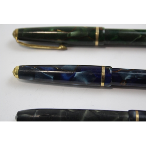 499 - 3 x Vintage CONWAY STEWART Dinkie Fountain Pens w/ 14ct Gold Nibs WRITING