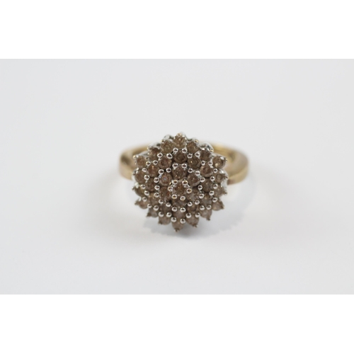5 - 9ct Gold Vintage Diamond Set Cluster Ring (3.9g) Size  J