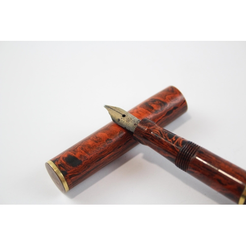 500 - Vintage MABIE TODD Swan Self Filler Wood Effect Fountain Pen w/ 14ct Nib Writing