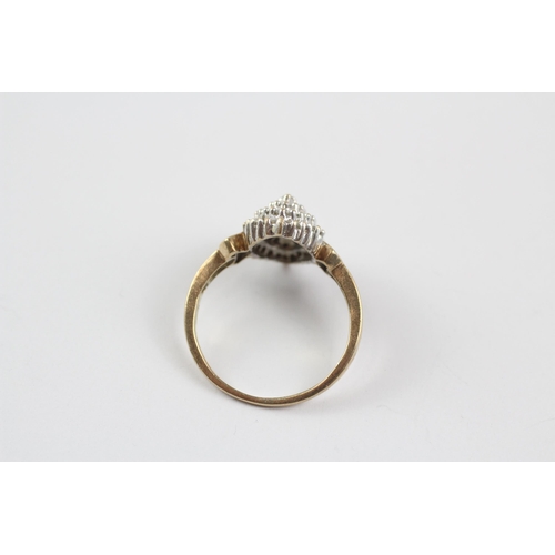 52 - 9ct Gold Diamond Cluster Ring (3.7g) Size  R