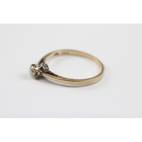 53 - 9ct Gold Round Brilliant Cut Diamond Single Stone Ring (2.1g) Size  U