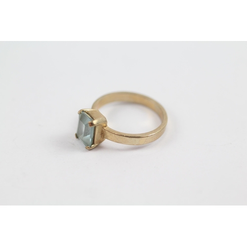 67 - 9ct Gold Blue Topaz Single Stone Ring (3g) Size  M