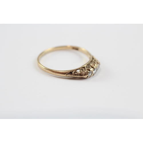 7 - 9ct Gold Antique Diamond Set Trilogy Ring (1.7g) Size  O 1/2