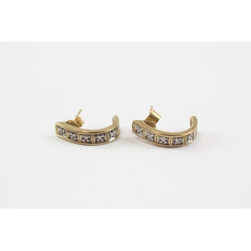 70 - 9ct Gold Diamond Half Hoop Earrings (2.7g)