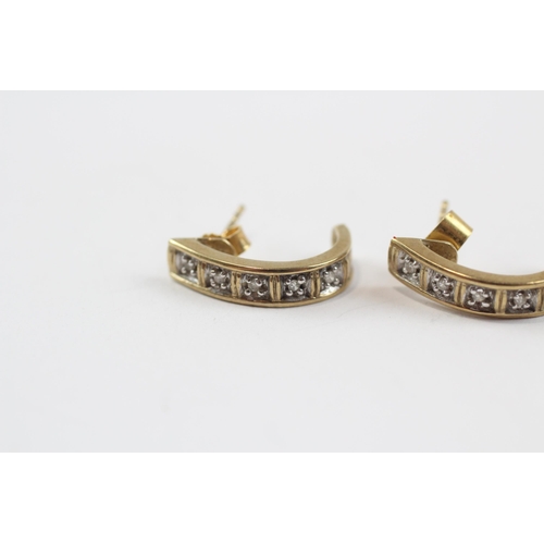 70 - 9ct Gold Diamond Half Hoop Earrings (2.7g)