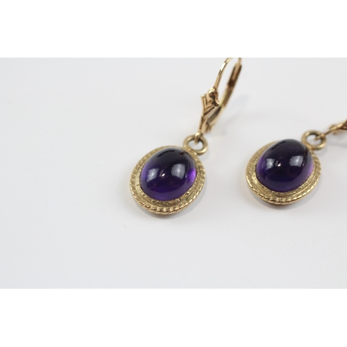 73 - 9ct Gold Amethyst Drop Earrings (3.8g)