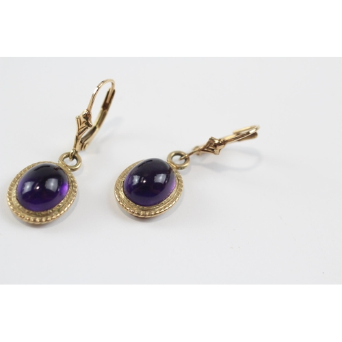 73 - 9ct Gold Amethyst Drop Earrings (3.8g)