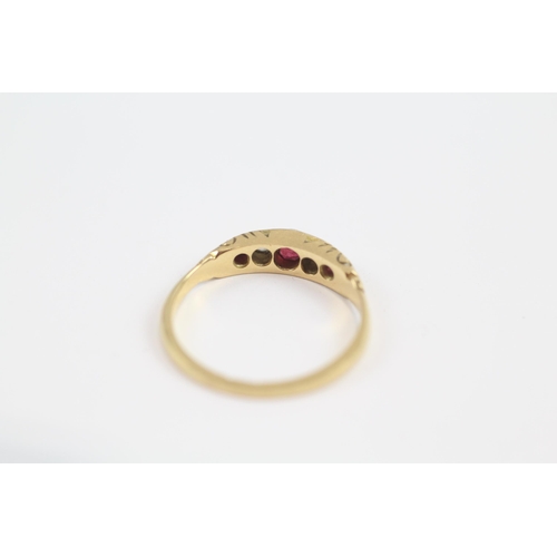 80 - 18ct Gold Victorian Ruby And Old Mine Cut Diamond Five Stone Ring (2.6g) Size  N