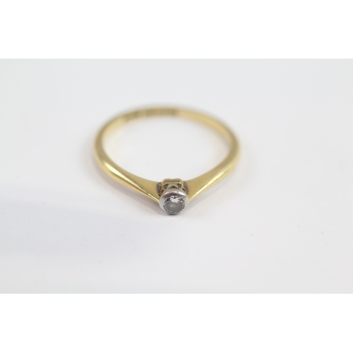 81 - 18ct Gold Vintage Diamond Set Solitaire Ring (2.1g) Size  N