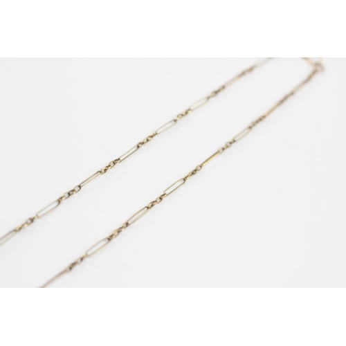 9 - 9ct Gold Antique Garnet Set Fringe Necklace - As Seen (4.3g)