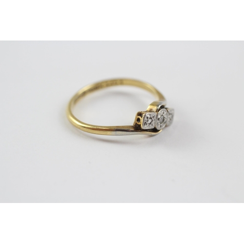 92 - 18ct Gold Art Deco Single Cut Diamond Set Trilogy Ring (2.5g) Size  O