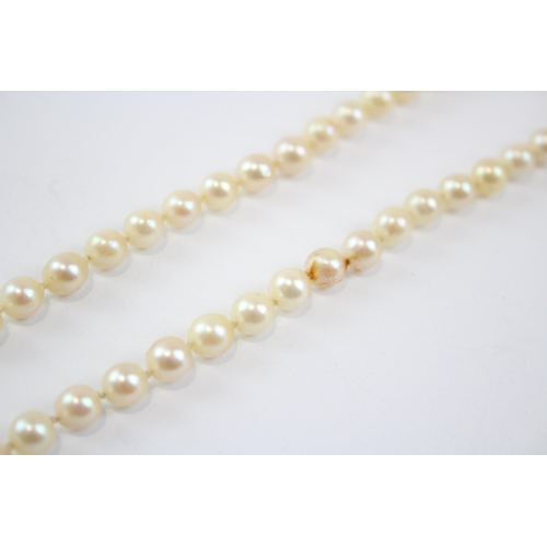 95 - 14ct Gold Cultured Pearl And Sapphire Set Clasp In A Cultured Pearl Necklace (29.6g)