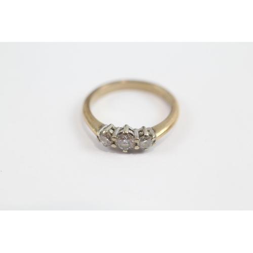 96 - 9ct Gold Vintage Diamond Set Trilogy Ring (2.5g) Size  L 1/2