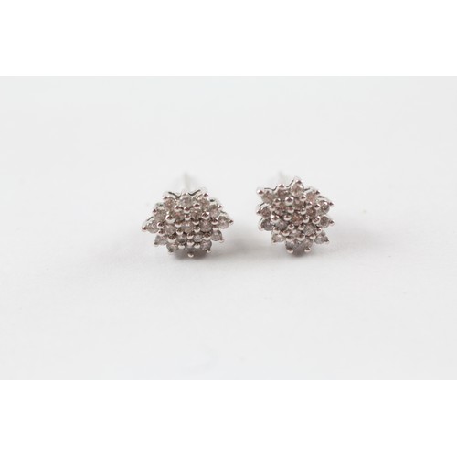 157 - 9ct White Gold Diamond Cluster Stud Earrings (2.3g)