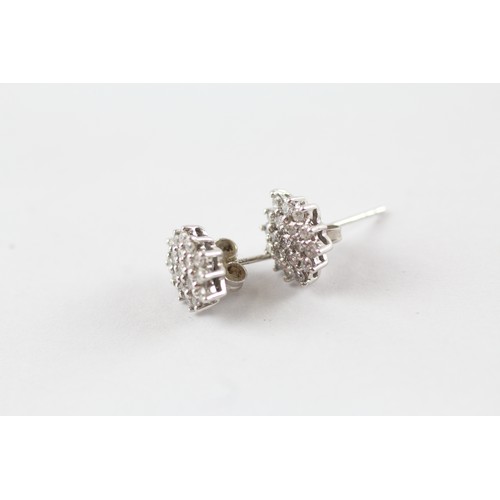 157 - 9ct White Gold Diamond Cluster Stud Earrings (2.3g)