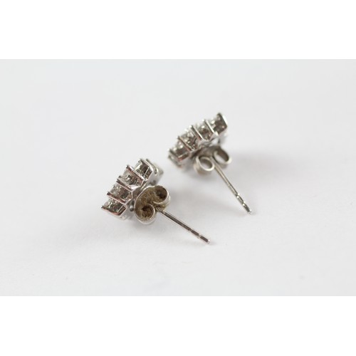 157 - 9ct White Gold Diamond Cluster Stud Earrings (2.3g)