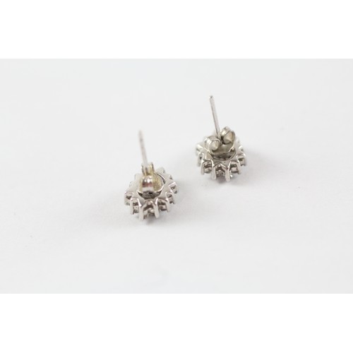 157 - 9ct White Gold Diamond Cluster Stud Earrings (2.3g)