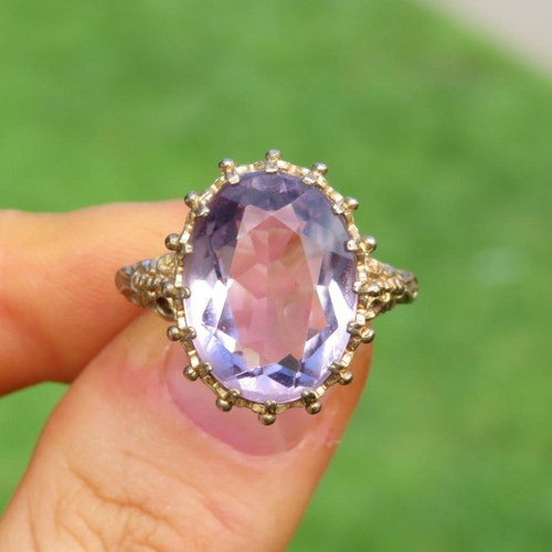 102 - 9ct Gold Vintage Amethyst Set Cocktail Ring (6.1g) Size  P