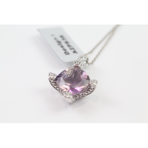 103 - 9ct White Gold Amethyst Single Stone Pendant Necklace (4.9g)