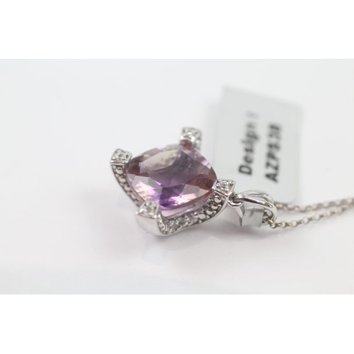 103 - 9ct White Gold Amethyst Single Stone Pendant Necklace (4.9g)