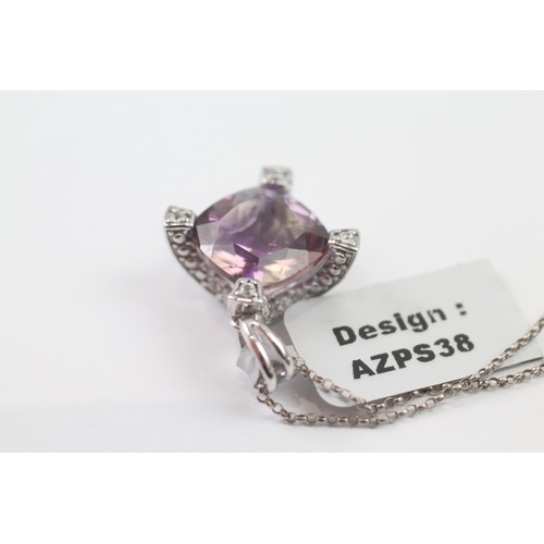 103 - 9ct White Gold Amethyst Single Stone Pendant Necklace (4.9g)