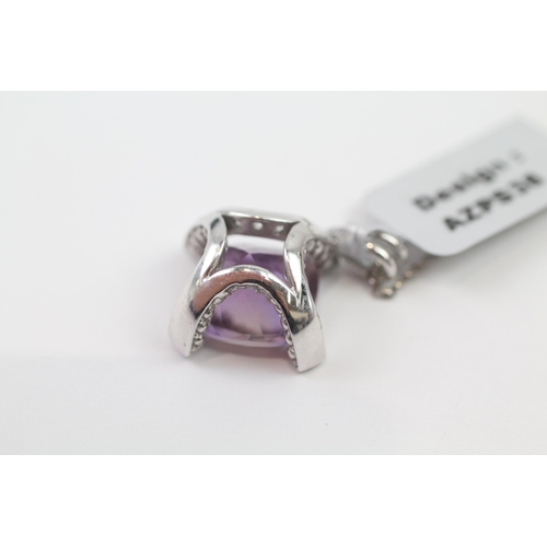 103 - 9ct White Gold Amethyst Single Stone Pendant Necklace (4.9g)