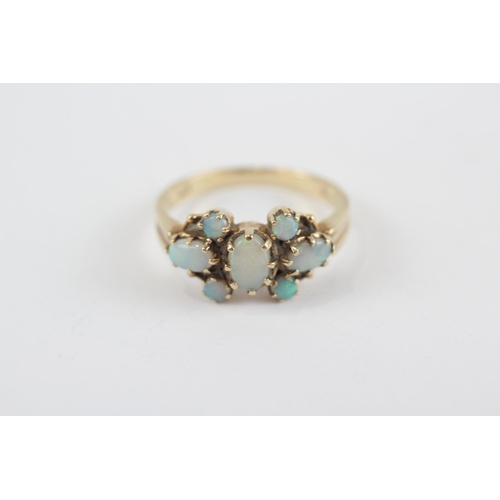 126 - 9ct Gold White Opal Cluster Ring (2.7g) Size  O