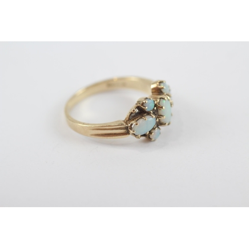 126 - 9ct Gold White Opal Cluster Ring (2.7g) Size  O