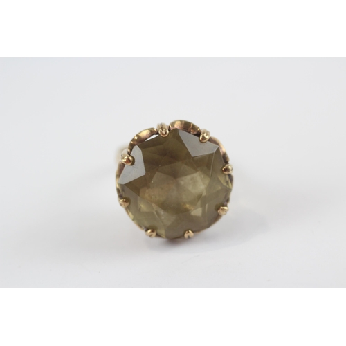 128 - 9ct Gold Smoky Quartz Single Stone Cocktail Ring (5.6g) Size  K