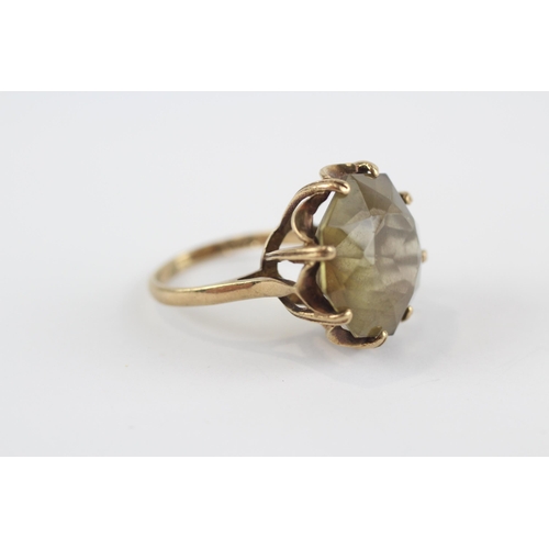 128 - 9ct Gold Smoky Quartz Single Stone Cocktail Ring (5.6g) Size  K