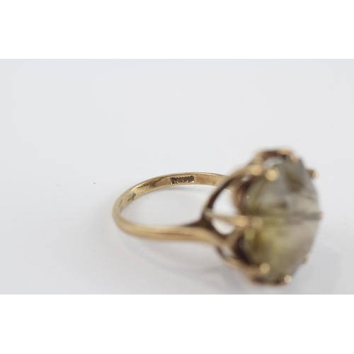 128 - 9ct Gold Smoky Quartz Single Stone Cocktail Ring (5.6g) Size  K