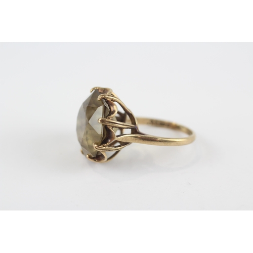 128 - 9ct Gold Smoky Quartz Single Stone Cocktail Ring (5.6g) Size  K