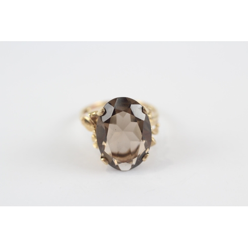 129 - 9ct Gold Smoky Quartz Single Stone Cocktail Ring (5.9g) Size  P