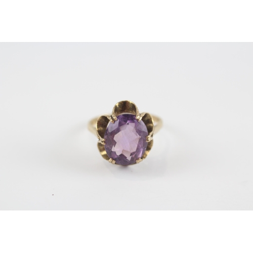 130 - 9ct Gold Amethyst Single Stone Ring (2.8g) Size  M