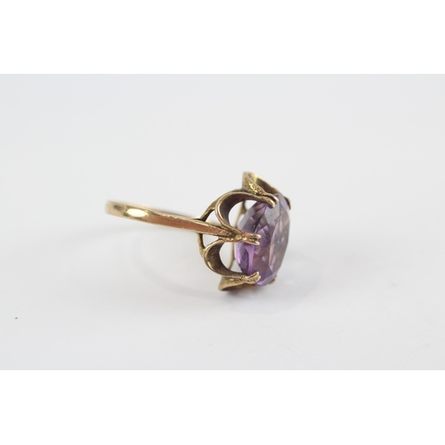 130 - 9ct Gold Amethyst Single Stone Ring (2.8g) Size  M