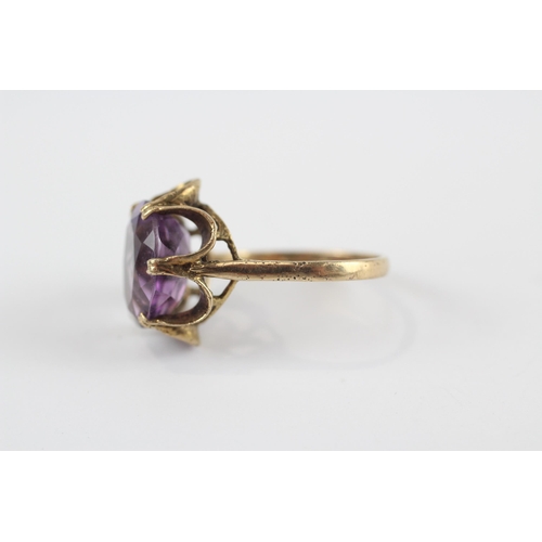 130 - 9ct Gold Amethyst Single Stone Ring (2.8g) Size  M