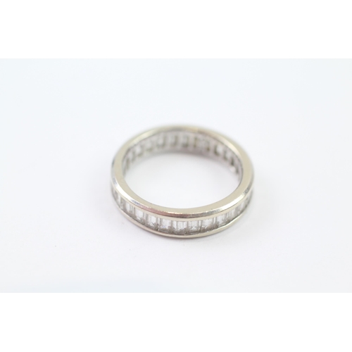 136 - 14ct White Gold Clear Gemstone Eternity Ring (3.3g) Size  L