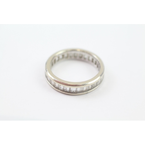 136 - 14ct White Gold Clear Gemstone Eternity Ring (3.3g) Size  L