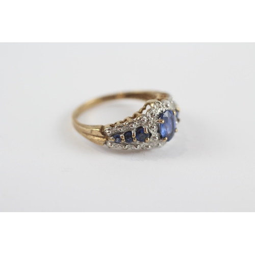 148 - 9ct Gold Vintage Diamond & Sapphire Dress Ring (2.6g) Size  K