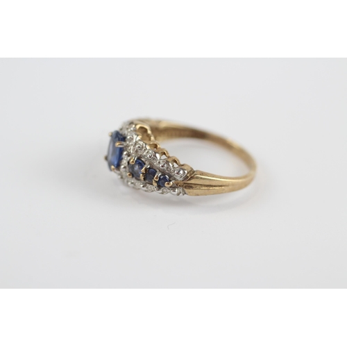 148 - 9ct Gold Vintage Diamond & Sapphire Dress Ring (2.6g) Size  K