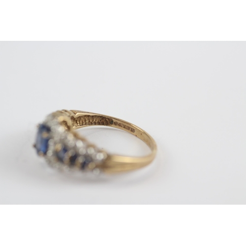 148 - 9ct Gold Vintage Diamond & Sapphire Dress Ring (2.6g) Size  K